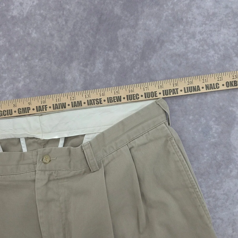 VTG Polo Ralph Lauren Hammond Pants Mens 36x30 Khaki Chino Double Pleated Cuffed